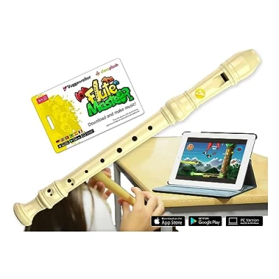 Immagine di Voggenreiter Flauto dolce in plastica per bambini a partire dai 6 anni e principianti, incluso Flute Master (software App) Impugnatura tedesca colore bianco crema