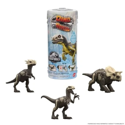 Immagine di Mattel Jurassic World Rivelazione del dinoasuro a sorpresa, scopri il e immergilo in acqua calda per rivelare la decorazione completa, giocattolo bambini, 4+ anni, JDC52