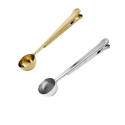 Immagine di Cucchiaio da Caffè con Clip per Sacchetto,2 Pezzi Cucchiai Dosatori Manico Lungo Misurino dosatore Sigillare la Busta del Chicchi di