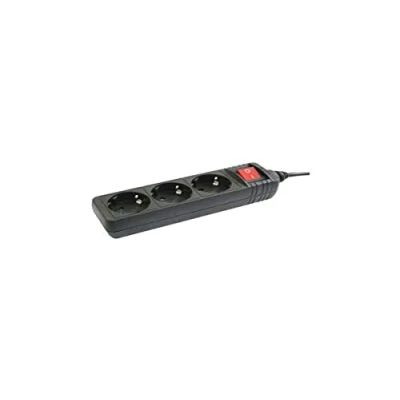 Immagine di Ciabatta 3 prese Base multipla con interruttore, colore nero Cavo 1,5 m.