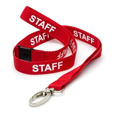 Immagine di CKB LTD Cordino Rosso per staff di sicurezza staccabile Tracolla con clip girevole in metallo porta carte d&#039;identità Design a sgancio rapido Confezione da 10