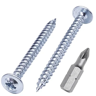 Immagine di Confezione da 100 viti in acciaio zincato, 4.0 x 45 mm, per legno, metallo, a testa tonda e larga modificata, autofilettanti (100, mm)