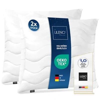 Immagine di Lileno Home Imbottitura per cuscino, 80 x cm, set da 2 pezzo, cuscino interno trapuntato, chi soffre di allergie, in microfibra, come decorativo e divano, lavabile a 40 C