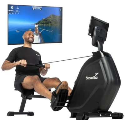 Immagine di Skandika Vogatore Munin pieghevole, resistenza magnetica a 16 livelli, compatibile con l&#039;App Kinomap, fino 190 cm, ideale per uso domestico (nero)