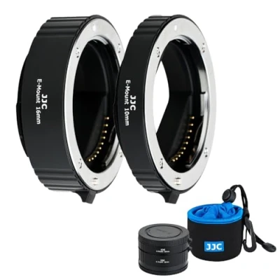 Immagine di JJC e Mount AF TTL Tubo di prolunga macro con messa a fuoco automatica, 10 mm/16 mm, per fotocamere reflex Sony A9 A9II A7SII A7S A7R IV A6600 A6500 A6400 A6300 A6100 A6000 NEX 7 SLR corpo