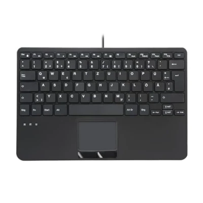 Immagine di Perixx PERIBOARD 525 H DE USB Tastiera Tedesco, QWERTZ Nero Hub USB, Superfice touch