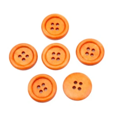 Immagine di Handarbeit Lieblingsladen 15 bottoni in legno da 20 mm, rotondi, arancioni e marroni, cucire, per cappotti, 4 fori,