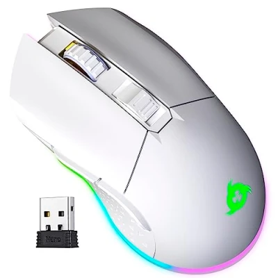 Immagine di KLIM Blaze Mouse gaming wireless RGB Ricaricabile + Sensore ad alta precisione con Batteria di lunga durata Regolabile fino a 6000 DPI Modalità e cavo NOVITÀ 2024 Bianco