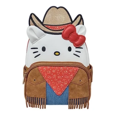 Immagine di Loungefly Sanrio Borsa a tracolla da donna con doppia tracolla, motivo: Hello Kitty Western Cosplay, Blu, Medium