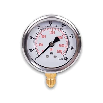 Immagine di Manometro glicerina attacco radiale, in acciaio inox IP65 63 mm con connettore dal basso, 1/4 (0 160 bar)