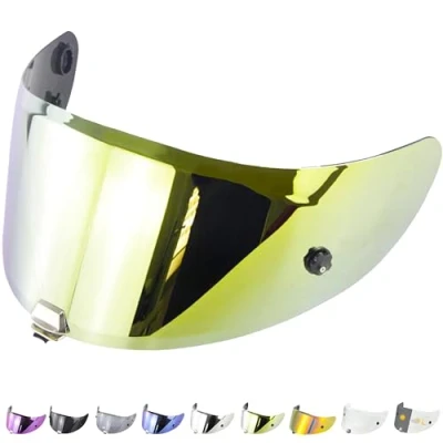 Immagine di Everalo Visiera Casco Compatibile con Hjc Rpha 70 11 Hj26 Pinlock e Tear Off Ready Antigraffio Antinebbia (Oro)