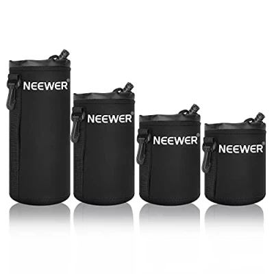 Immagine di Neewer Lens Case 4 Pack, Pouch Bag with Thick Protective Neoprene for DSLR Camera (Fit Canon, Nikon, Sony, Olympus, Panasonic) Includes: Small, Medium, Large, XL Size