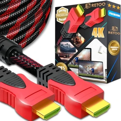 Immagine di Retoo cavo Hdmi ad alta velocità da 5 metri, di connessione 1.4, monitor 4K 3D M, Hdmi, TV Gbps compatibile con video UHD 2160p e HD 1080p, Nero