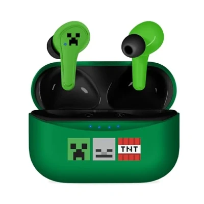 Immagine di OTL Technologies Cuffie Wireless Minecraft TWS Auricolari con Custodia di Ricarica Colore Verde