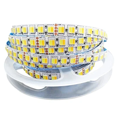 Immagine di Tesfish Striscia LED 24V, 2 in 1 CCT Bianco Freddo + Caldo, Temperatura Colore Regolabile (da 2800K a 6500K) Strisce SMD 5025 5M IP20 Totale 600 LEDs Nastri Luci