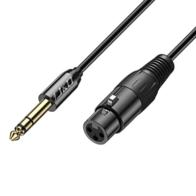 Immagine di J&amp;D 6,35mm a XLR Cavo, PVC Sgusciato 6.35 mm 1/4 TRS Maschio Femmina Balanced Audio Adattatore Cavo di Interconnessione per Atoparlante Condensatore Mic Chitarra Mixer AMP, 0.9m