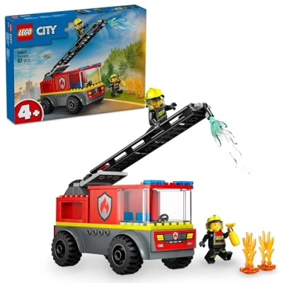 Immagine di LEGO City Autopompa con Scala Camion Giocattolo dei Pompieri 2 Minifigure e Starter Brick, Giochi Educativi per Bambini Bambine da 4 Anni in su, Idea Regalo di Compleanno Prescolare 60463