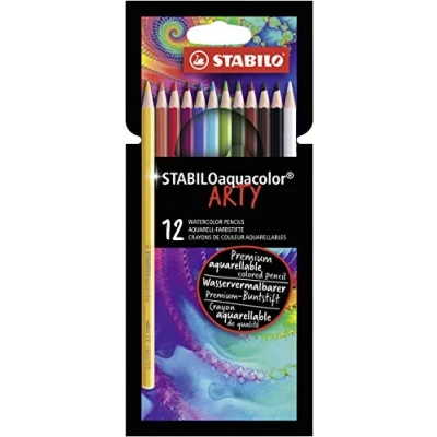 Immagine di Matita colorata acquarellabile STABILOaquacolor ARTY Astuccio da 12 Colori assortiti