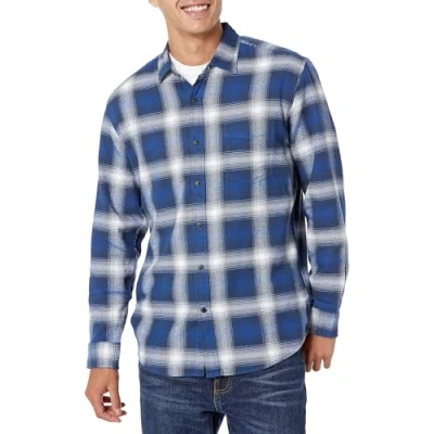 Immagine di Amazon Essentials Camicia in Flanella a Maniche Lunghe (Disponibile Taglie Extra Forti) Uomo, Blu Bianco Motivo Quadri Grandi, XS