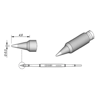 Immagine di JBC Tools C210003 punta di saldatura Forma a Dimensione 0.6 mm Lunghezza punte 5 Contenuto 1 pz.