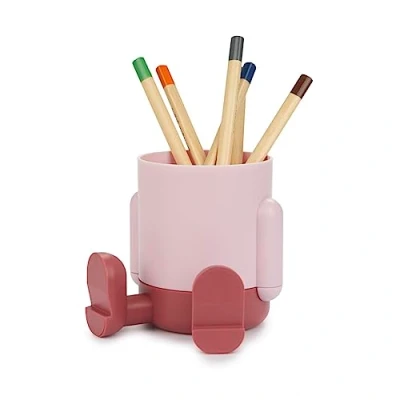 Immagine di Balvi Porta matite Mr Sitty Colore Rosa Design colorato e Originale con Due Scomparti Plastica