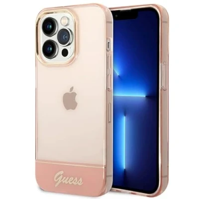 Immagine di CG MOBILE Guess Custodia rigida per iPhone 14 Pro Max, a doppio strato traslucido, antigraffio, in PC/TPU, comoda e resistente, con porte accessibili, assorbimento degli urti logo firmato