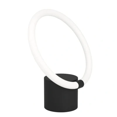 Immagine di EGLO lampada da tavolo con anello LED Caranacoa, comodino minimalista, in metallo nero e plastica bianca, illuminazione camera letto, luce bianca calda
