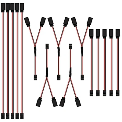Immagine di QIMEI SHOP Cavo di Prolunga Servo 3 Pin RC Tipi JR Maschio e Futaba Femmina Filo Estensione per Droni Elicotteri Auto 10 cm/30 cm 15 Pezzi