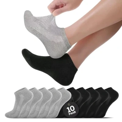 Immagine di Momoshe Calzini Neri Uomo Calze Elastiche 10 Paia Donna Corti 43 46 Grigio