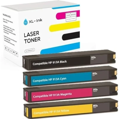 Immagine di XL Ink Compatibile con HP 913A Confezione da 4 (CMYK: L0R95AE, F6T77AE, F6T78AE, F6T79AE