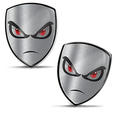 Immagine di Biomar Labs® 2 x 3D Silicone Adesivi Resinati Argento No Fear Eyes Occhi Stickers per Automobile Motocicletta Finestrìno Porta Scooter Bici Motociclo Telefono KS 136