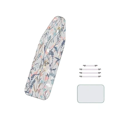 Immagine di 60 x 160 cm/XXL cotone stampato copriasse da stiro universale grande con cuscino imbottito in stenopeico e fissaggi elasticizzati