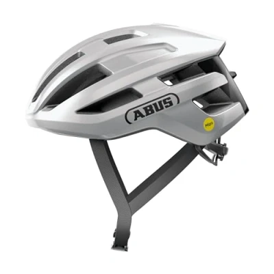 Immagine di Abus, casco per bici da corsa ABUS PowerDome MIPS, leggero con sistema di ventilazione avanzato e protezione contro gli impatti, Made in Italy, uomo donna, argento, taglia S