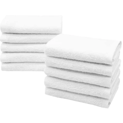 Immagine di ZOLLNER 10 asciugamani da viso, 30x30 cm, salviettine assorbenti, bianco con gancetto lavabili a 60C cotone qualità d&#039;albergo