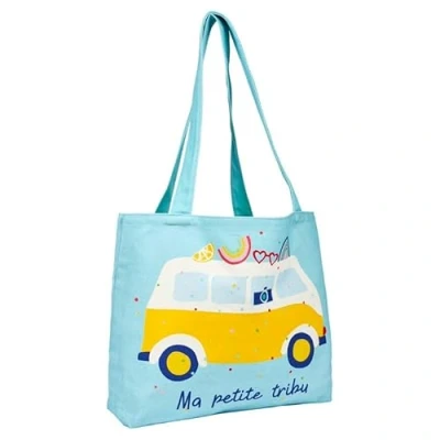 Immagine di Draeger Paris Tote Bag Bici &quot;Beau comme un vélo&quot; (in francese) Leggero, resistente e ultra morbido, interno spazioso, in cotone 100% Tracolla solida confortevole Borsa shopper riutilizzabile