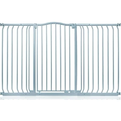 Immagine di Safetots Cancelletto di Sicurezza Extra Alto con Parte Superiore Incurvata, 152cm 161cm, Grigio Opaco, 100cm Altezza, Montaggio a Pressione per Scale, Barriera
