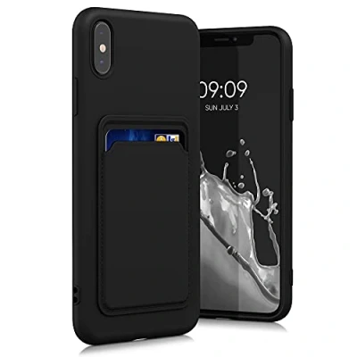 Immagine di kwmobile Custodia Compatibile con Apple iPhone XS Max Cover Back Case Cellulare Slot Porta Carte Morbida in Silicone TPU nero