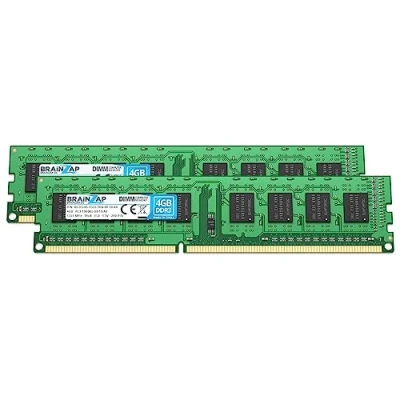 Immagine di BRAINZAP RAM da 8 GB DDR3 DIMM PC3 10600U 09 10 A0 1Rx8 1333 MHz 1,5 V CL9 Computer PC Memoria (2 X 4 GB)