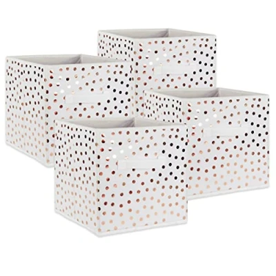 Immagine di Non Tessuto PP Cube 11 x Piccoli Punti, Copper Dots on White, Small Set of 4