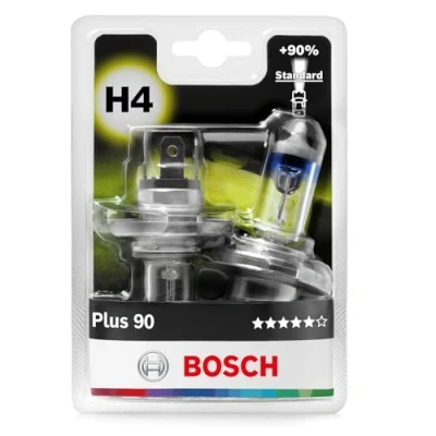 Immagine di Bosch Lampadine Alogene H4 (472) Plus 90, 12V 60/55 W, con il 90% di Luce in più Attacco P43t Confezione da 2