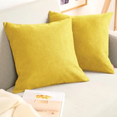 Immagine di Blumtal Federe Cuscini Divano in Ciniglia, Copricuscini Divano, Cuscino 2 Pezzi, 45 x 45cm, Senape