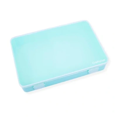 Immagine di Craftelier Scatola organizzativa per scrapbooking e materiali artigianali con coperchio trasparente Impilabile scatole uguali Dimensioni 26,5 cm x 17,8 4,3 Turchese