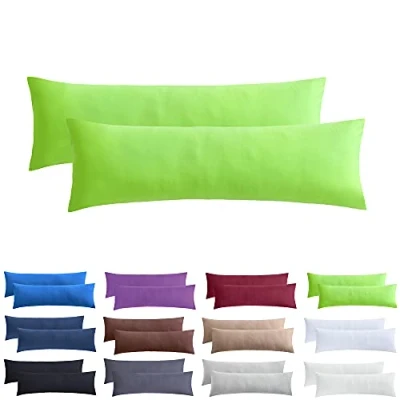 Immagine di NatureMark Confezione da 2 federe per cuscini in jersey, dormire lateralmente, cuscino il collo, conformi all’OEKO TEX, 40 x 145 cm, diversi colori e dimensioni, Mela verde