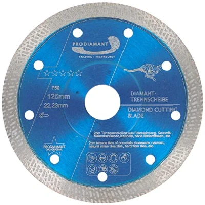 Immagine di PRODIAMANT disco da taglio diamantato professionale per piastrelle gres fine F50 extra sottile 125 mm x 22,2 lastre di spessore fino a 20