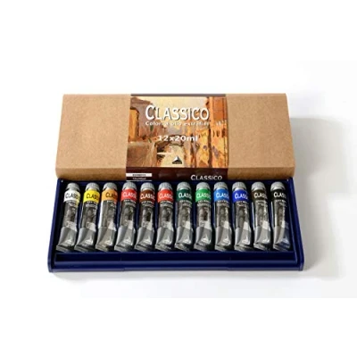 Immagine di Maimeri Scatola in Plastica con 12 tubi Assortiti 20ml Colori a Olio Classico