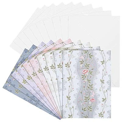 Immagine di Ideen mit Herz Set di biglietti auguri con buste, 10 auguri, bianchi, colorati, neutri, ideali per compleanno, matrimonio, ecc. DIN B6 (fiori)