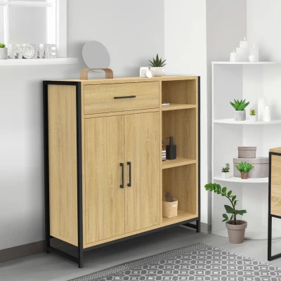 Immagine di DETROIT mobile bagno 1 cassetto 2 ante armadio e ripiani design industriale IDMarket