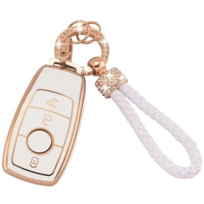 Immagine di Koaudb Portachiavi Auto per Mercedes Benz, 3 Bottoni Custodia Morbida in TPU con Adatto Benz A B C E G S SL Classe CLS AMG Smart Key Fob Case (Bz 3L)
