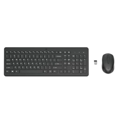 Immagine di HP 330 Combo Tastiera e Mouse Wireless a 2,4 GHz, Indicatore LED Blocco Maiuscole, 12 combinazioni di tasti, Plug and Play, sensore ottico da 1600 DPI, Compatibile con Windows 10 11, Nera
