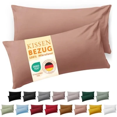 Immagine di Blumtal Federe Cuscini Divano 40x60 cm Set di Copricuscini per Divani in Microfibra a 2 Pezzi con Chiusura Zip certificati Oeko Tex, extra morbidi e lavabili Rosa
